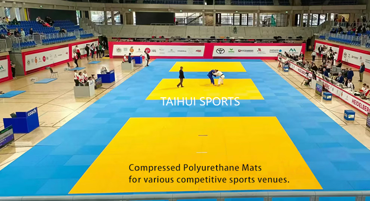 Event Grade Judo Mat 230kgs/m3 40mm Thickness PU Leather Karate Training Mat Wrestling Taekwondo Mat