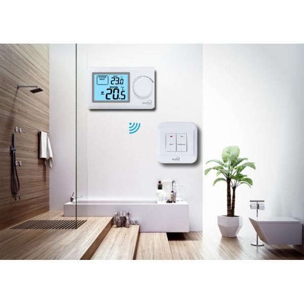 Термостат комнаты цифров большого цвета экрана ЛКД белого беспроводной с датчиком НТК