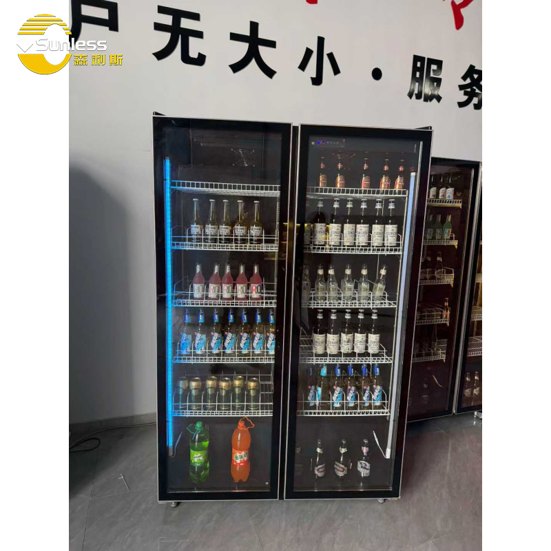 220V / 50Hz Dynamic Air Cooling Fridge Glass Door Drinks Display Cooler For Juice Beer
