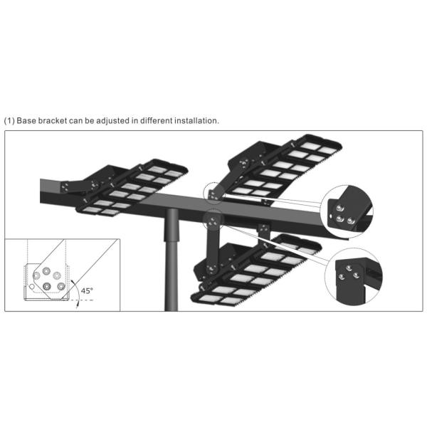 IP66 5 ans de garantie réglable haute puissance LED Flood Light avec une longue durée de vie pour le terrain de sport haut mât