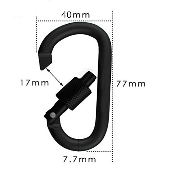Keychain Clip, Spring Snap Key Chain Clip Hook with Screw Gate Buckle, Aluminum Carabiner D Shape Carabiners