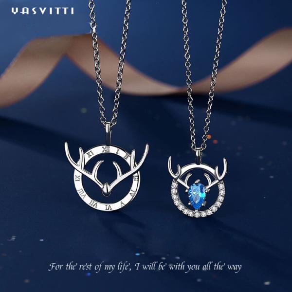 ODM Antler оленей любовников ожерелиь ювелирных изделий 8g 15.7in стерлинговый серебряный привесной