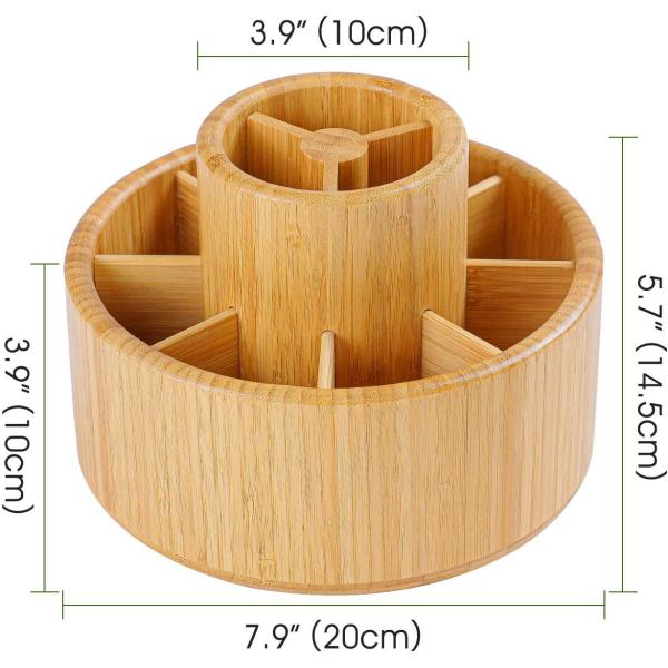 Customized Logo Acceptable Bamboo Rotating Desk Organizer for Desktop Storage Caddy