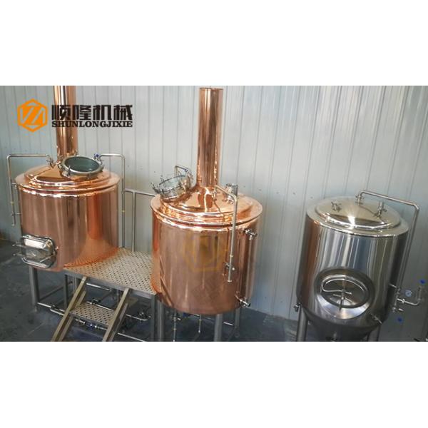 Red Copper Mini Micro Beer Brewing Equipment 3HL Semi Auto / Automatic Control