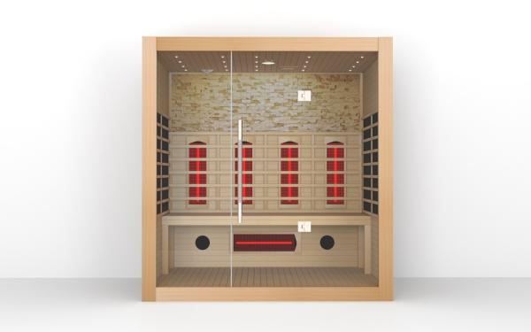 Solid Wood 4 Person Infrared Sauna Room Doorfull Infrared Dry Wooden Sauna
