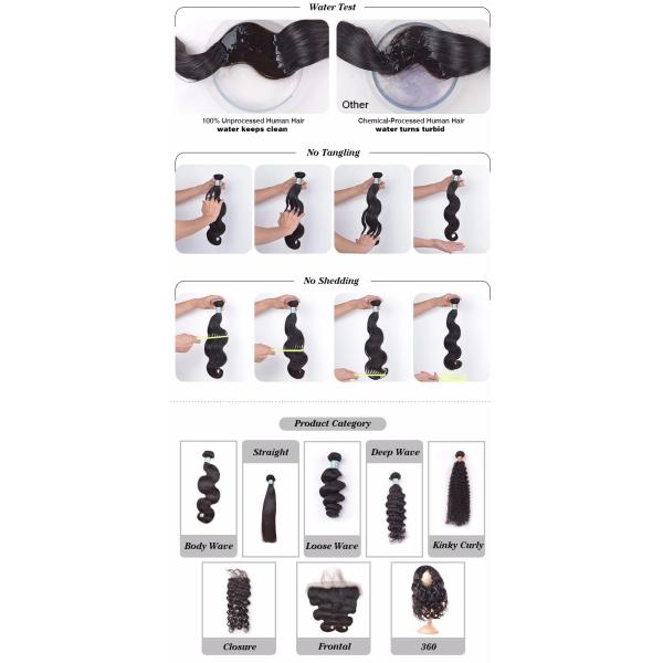 Healthy 100% Malaysian Human Hair Weave Natural Black / Dark Brown From Young Girl