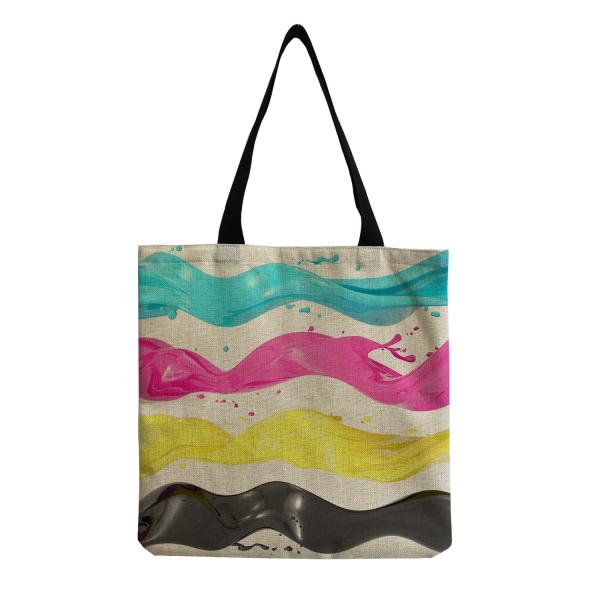 Medium Size Beach Tote Bag Cotton Canvas Linen Reusable Bag for Women Customized Logo