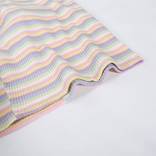 T-shirt court sexy européen Keliou de polyester maufactory de commerce extérieur d'OEM et américain frontalier d'arc-en-ciel de tirette