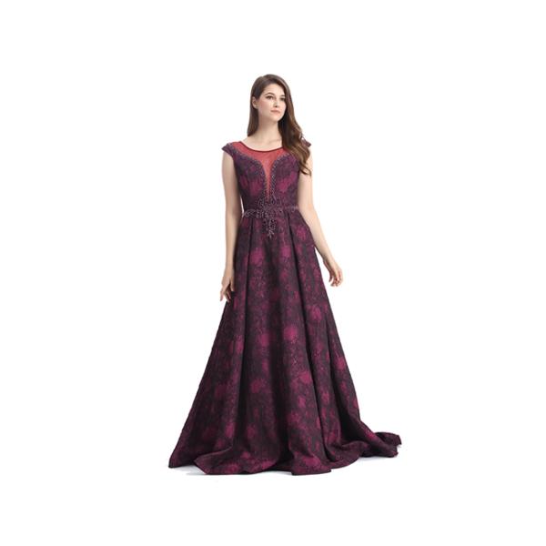 Embroidery Lace Long Sleeve Ladies Evening Dresses Transparent Back