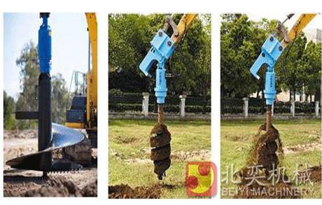 Photovoltaic engineering Hydraulic rock driill Long Spiral soil Drilling Augers , hydraulic ground hole drill earth auge