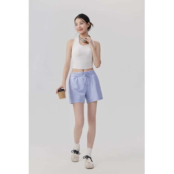 Lightweight Lavender Quick-Dry Active Shorts for Women with Elastic Waistband for Gym and Running