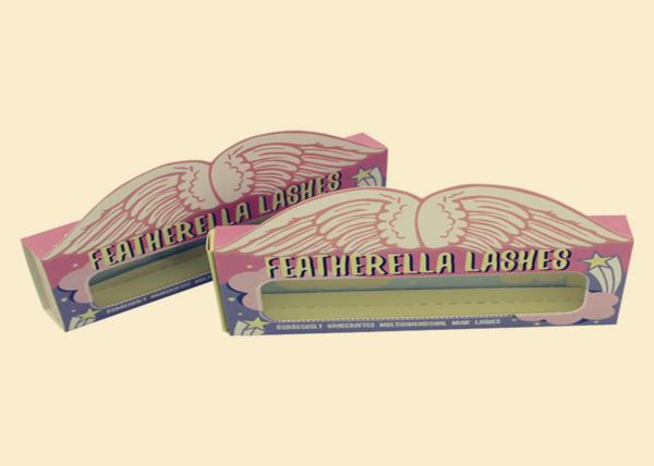 Pink Coloured Cardboard Boxes With Lids Clear Window False Eyelashes Packaging