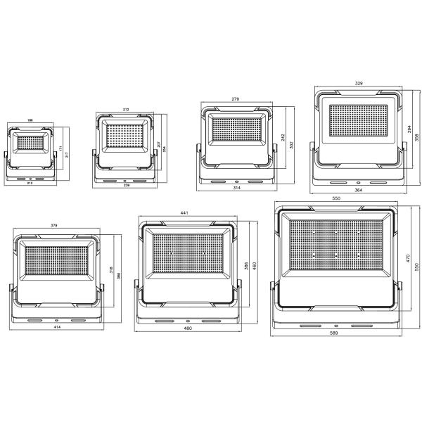 30W-500W IP66 высокомощный светодиодный светодиодный светодиод с регулируемой мощностью CCT для стадиона гостиничный сад пейзаж