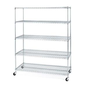 Supermarket Movable Industrial Wire Shelving With 5 Shelves 24” X 60” X 72”