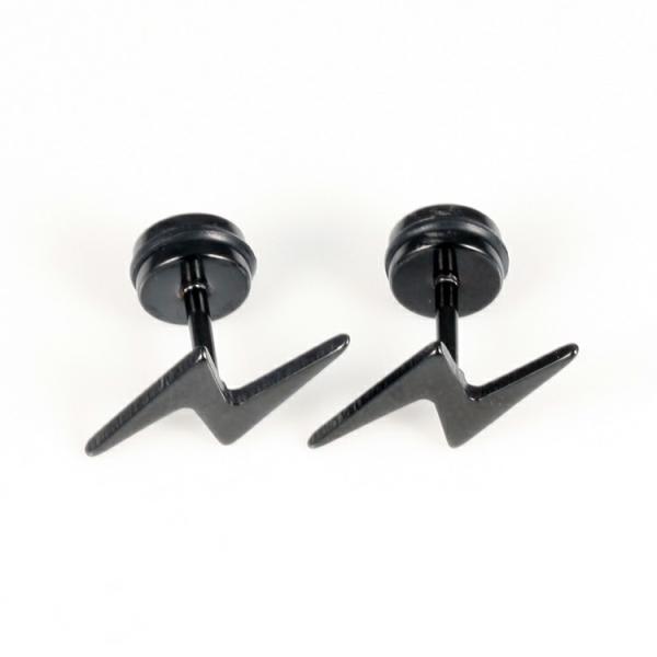 Punk Ear Stud Earrings For Men Hip Hop Jewelry Gift Stainless Steel Screw Back Earrings Lightning Stud Earrings