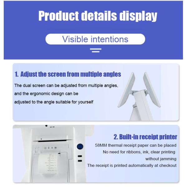 Система POS экрана Windows супермаркета 15,6» двойная с блоком развертки принтера