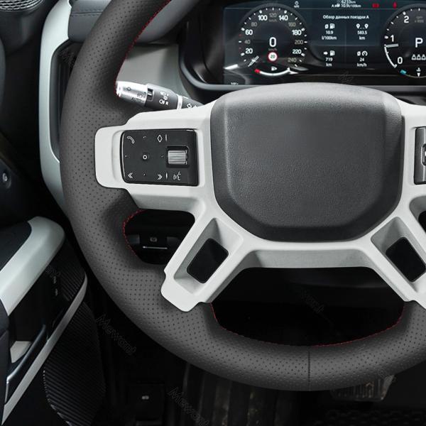 Handcrafted Genuine Leather Steering Wheel Cover for Land Rover Defender L663 Discovery III L462 2020-2024 Models