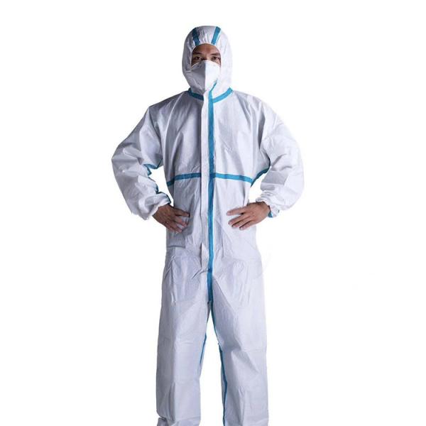 Health Care Plastic Isolation Gowns , White Isolation Gowns Logo Printed