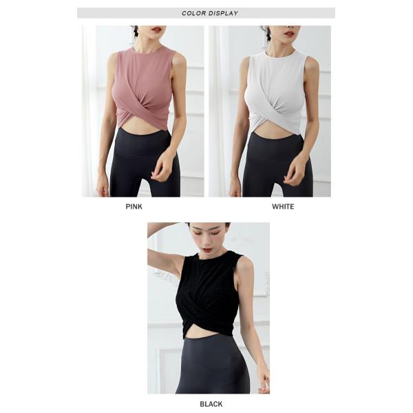Sexy Sleeveless Yoga Sports Bras Ultra Feminine Front Wrap Detail Tank Crop Tops