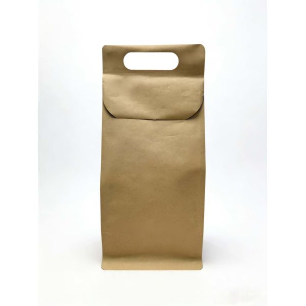 Custom Kraft Paper Self-Adhesive Bags with Aluminum Foil Liner+Handle-Reusable Stand-Up Pouches Waterproof Tear-Resistant for Packaging