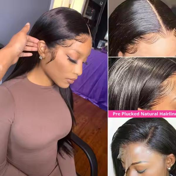 13x4  Transparent Lace Front Wig Bone Straight Human Hair Wig PrePlucked