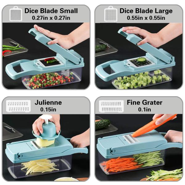 Custom Logo Stainless Steel 8 Blades Potato Onion Food Chopper Mandoline Vegetable Slicer