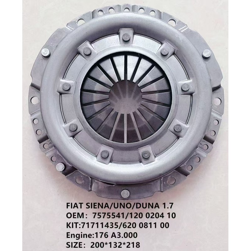 FIAT SIENA/UNO/DUNA 1.7/OEM：7626563/320 0190 16/7575541/120 0204 10/KIT:71711435/620 0811 00/Engine:176 A3.000/SIZE：200*20teeth FOR FIAT CLUTCH KIT
