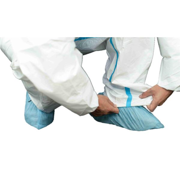 Coverall MP больницы EN14126 Type4/5/6 устранимый химический с голубой лентой