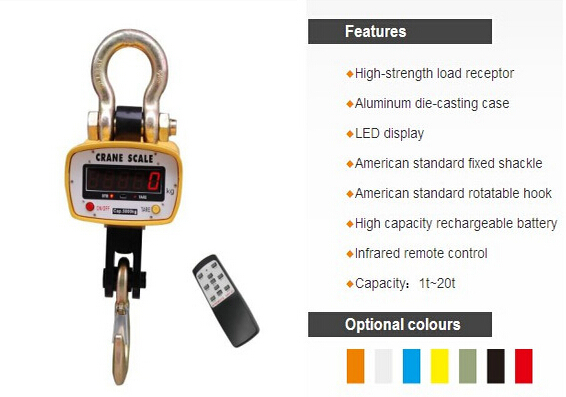 Torsion Load Type Digital Crane Scale 1T - 20T Capacity Infrared Remote Control Crane Scale crane digital scale
