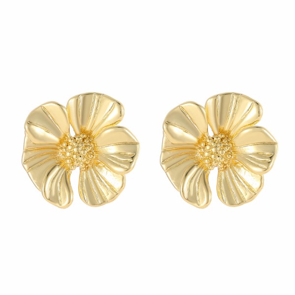 Jiexing Fashion 18k Gold Plated Stainless Steel Earrings Petal C Shaped Irregular Folding Women's Earring Accessories