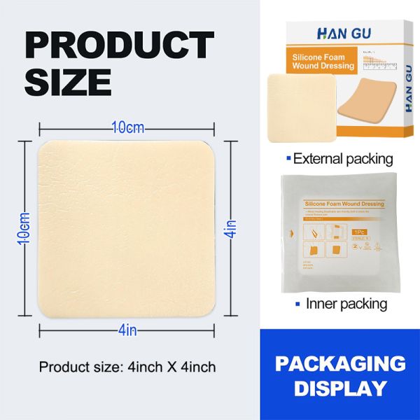 Excellence Absorbent Silicone Foam Wound Dressing No Border 10x10cm For Wound Care