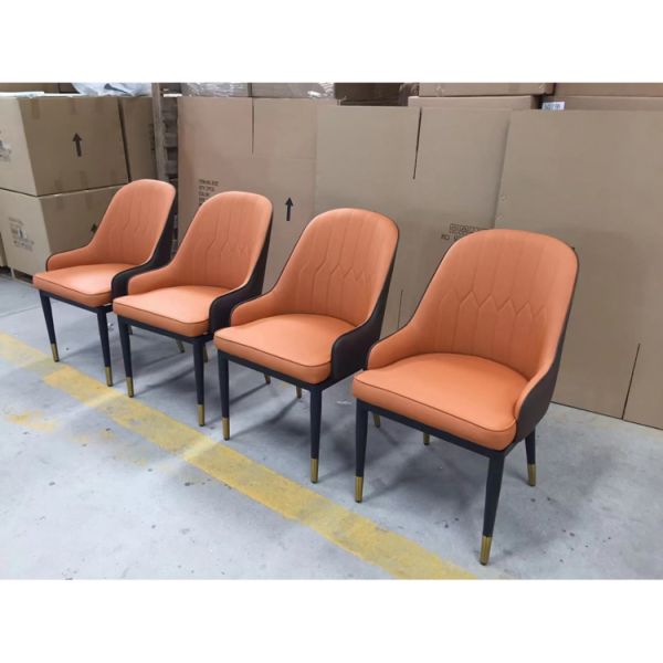 Nordic Orange Retro Dining Chairs Ergonomic Design Coffee Shop Restaurant Marble Dining Table Modern Armchairs