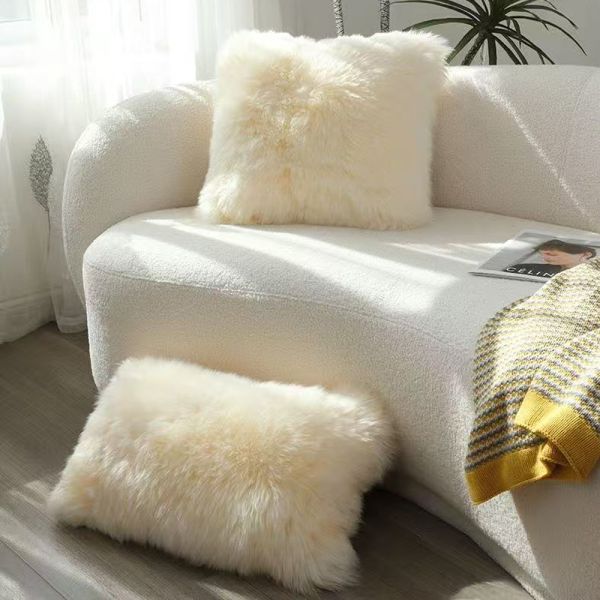 40x40cm Wool Faux Fur Pillow Bedroom Sofa Household Items