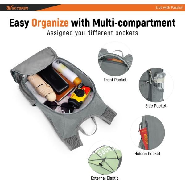 SKYSPER складной рюкзак для походов - 10L небольшой легкий дневный рюкзак Дышащие рюкзаки для мужчин Женщины