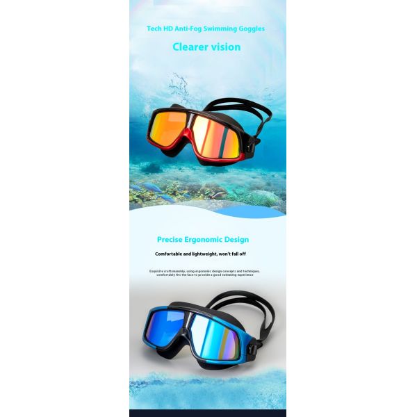 Factory Direct Delivery of Customizable Waterproof and Anti-fog Silicone PC Adult Swimming Goggles