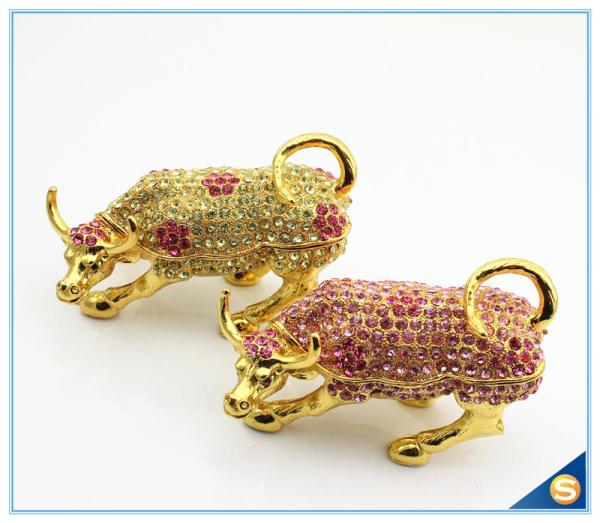 Wall Street Full Of Rhinestone Lucky Cattle Trinket Box Decoration Animal Trinket Box SCJ415