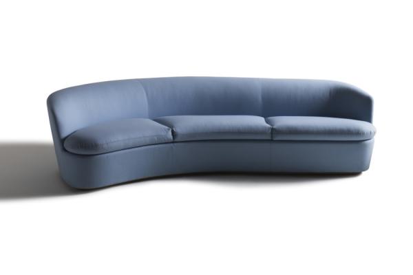Living Room Curved Leather Sofa 3 Seats Metal Legs Cuatom With High Density Foam