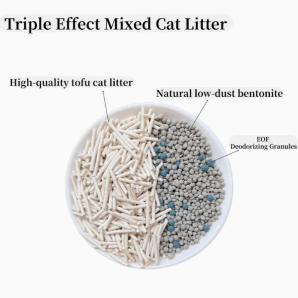 Déodorant organique OEM Tofu et Bentonite mélangés Litter de chat avec multi-odeur