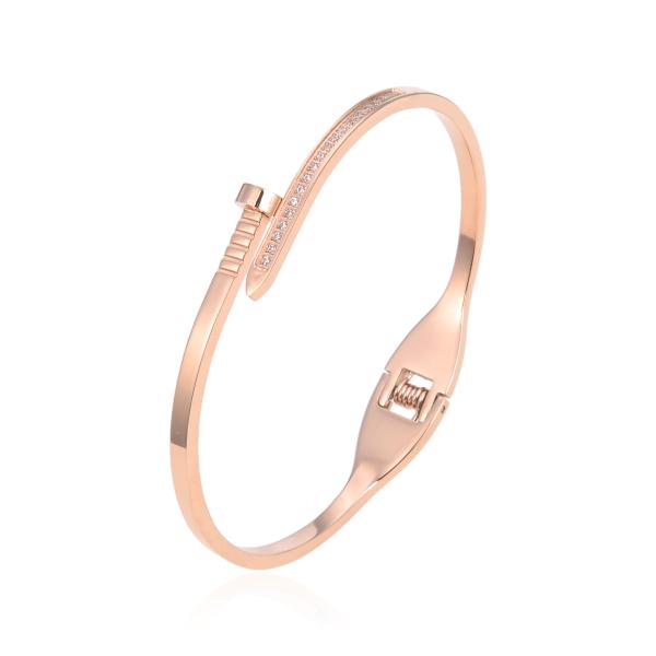 58X44mm Stainless Steel Designer Jewelry Rhinestone Gold Bracelet With Screw