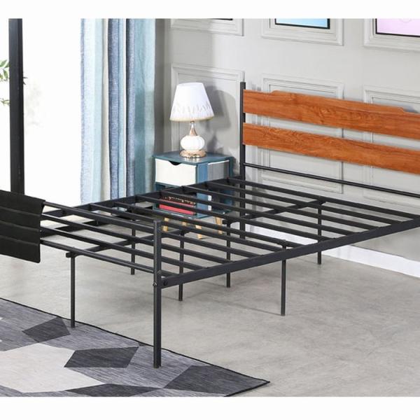 BSCI Simple Black Wooden Metal Furniture Solid Wrought Iron Beds King Size For Apartment