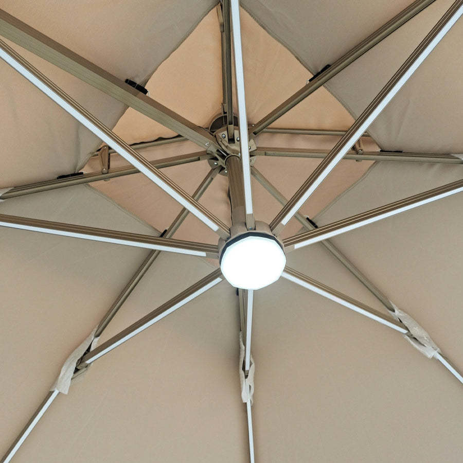 360 Degree Rotating Offset Patio Umbrella with LED Light Your Garden's Ideal Choice