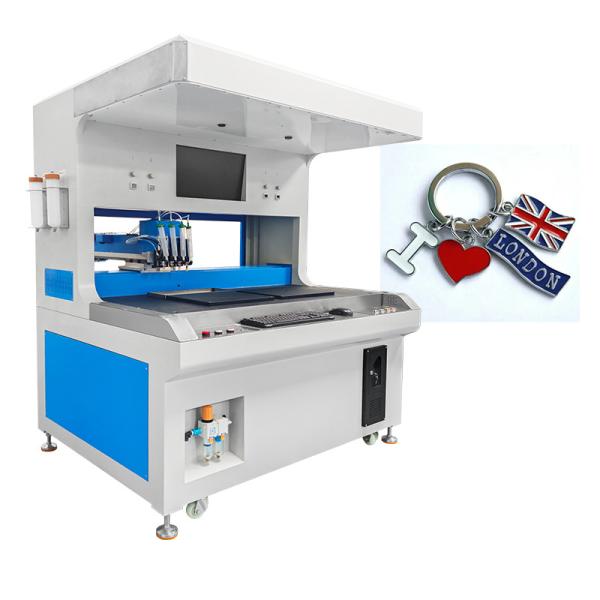 Automatic 4 Colors Two Stations Visual Enamel Dispensing Machine for Coloring Medal Keychains