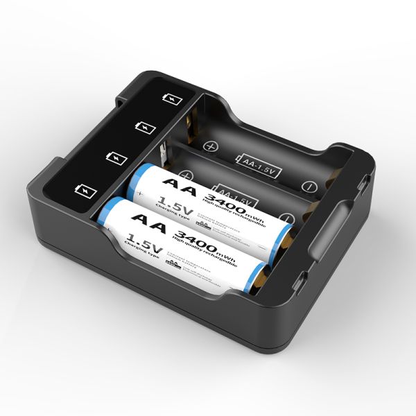 Lightweight AA Rechargeable Batteries Lithium Battery Pack With 1000 Cycle Life And Charging Stand