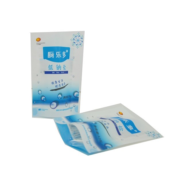 180*260mm Salt Packaging Pouch 3 Side Seal Recyclable Airtight Zipper Pouch