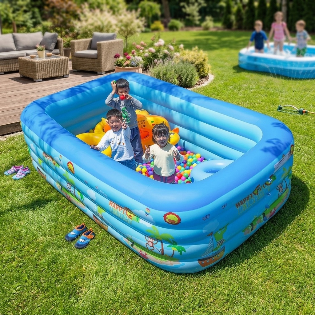 Inflatable Swimming Pool for Children Home Outdoor Use Extra-Large Family Pool Colorful Durable Thick PVC Constant Temperature