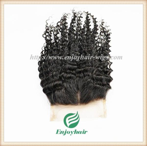 Lace top closure 5''x5'' ,brazilian virgin hair natural color deep curly 10''-24''length