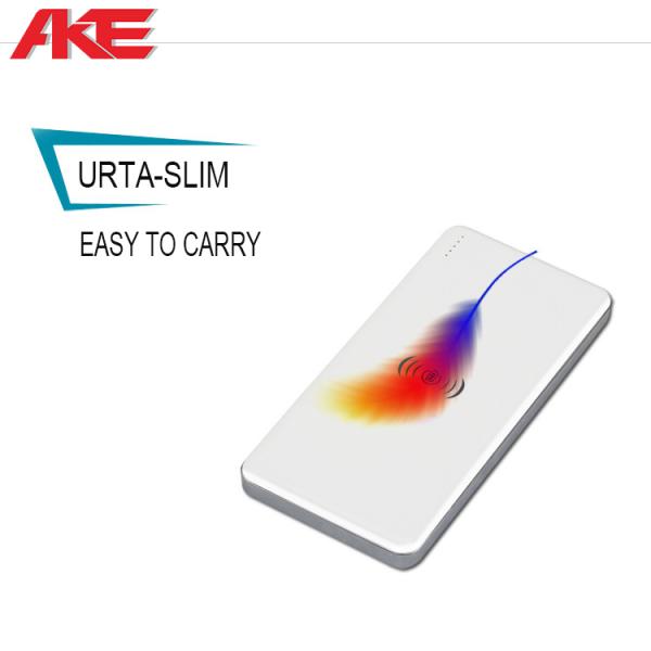 Slim Wireless Charging Power Bank 2 In 1 5v 2a Black White Color A Grade Li - Polymer Battery