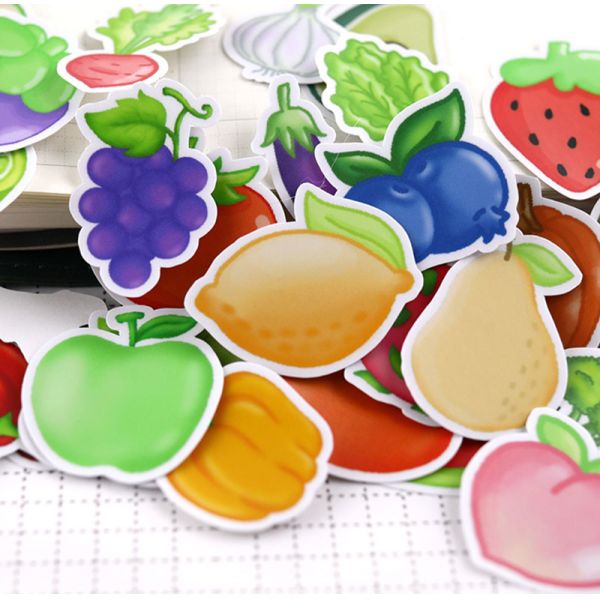 Vegetable Fruit Die Cut Kiss Cut Stickers Roll Pineapple Grape Pear Blueberry