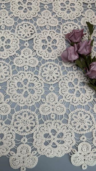 Crochet Corded Lace Fabric Polyester Cotton for Wedding Dresses