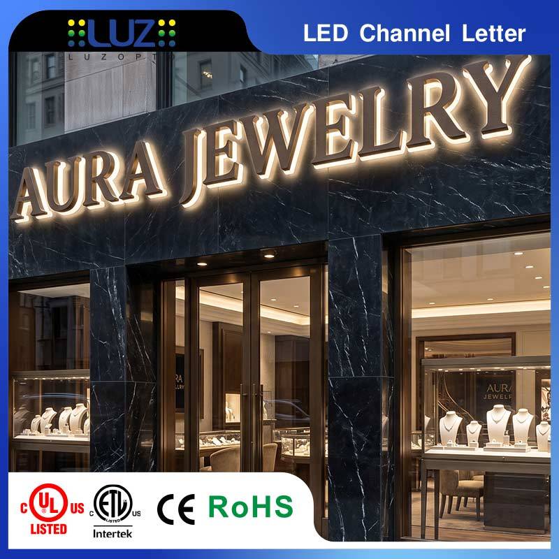 Solid Acrylic Crystal Base Heavy Texture Back Lit Diffused Channel Letter For High End Jewelry Boutique